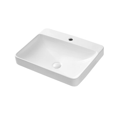 White Ceramic Rectangular Vessel Bathroom Sink -  SMARTLET, SMW50824175