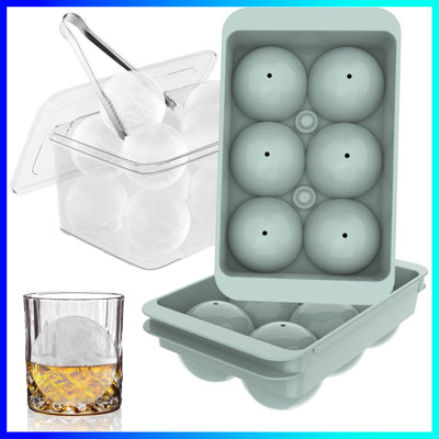 Moules à glaçons ronds de qualité supérieure pour whisky - 6 grands plateaux en silicone à fusion lente, parfaits pour le bourbon, le scotch et les cocktails - remplissage facile, dégagement sans fissures, idéal pour les bars à domicile, les cadea