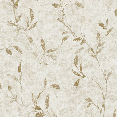 Elegance Collection Leaf Impression Metallic Finish Wallpaper Roll