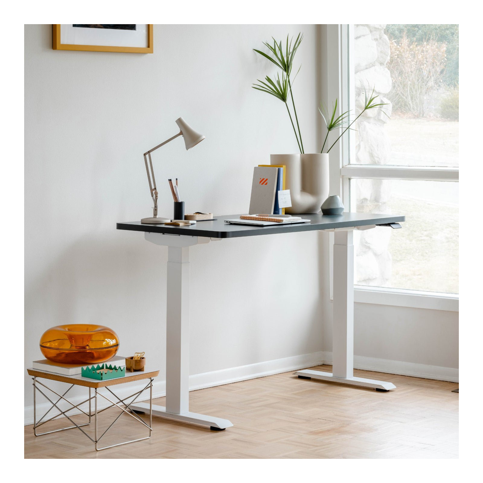 Duo Standing Desk, 47.3" H x 36" W x 24" D, Charcoal, White