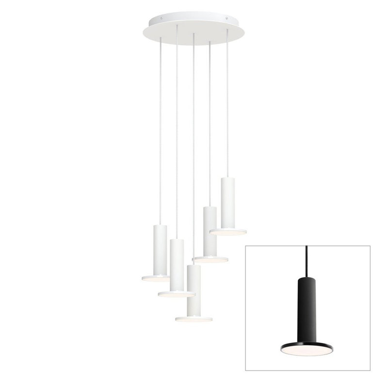 Cielo Hight Bright 5 Pendant Chandelier, Black