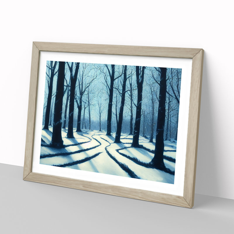 Joyous Winter Forest - Framed Print, 25cm H x 34cm W x 2cm D, Oak
