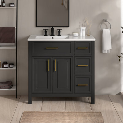 Ensemble de meuble-lavabo autoportant 36 po avec comptoir en céramique 36 po