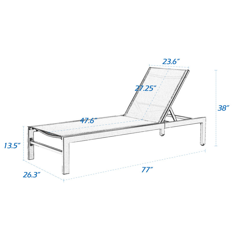 Long inclinable 77,5 po Etter, Bleu