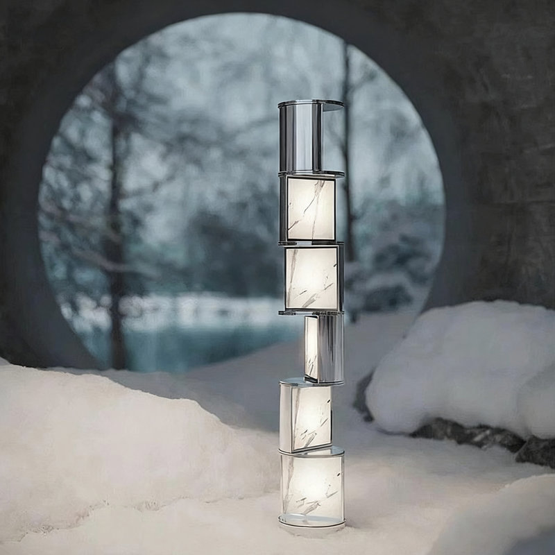 Lampes de plancher de forme libre en acier inoxydable argenté et acrylique