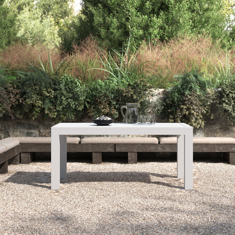 Poinsettia Rectangular Metal Outdoor Dining Table With Umbrella Hole , 64'' in. W 36'' in. D