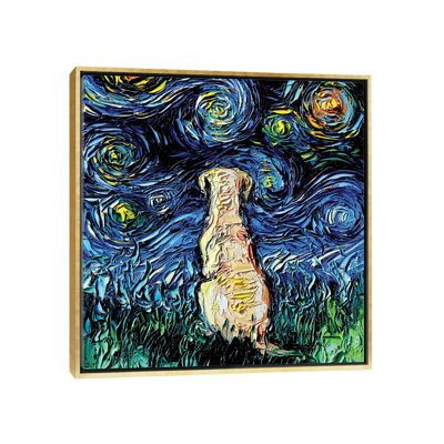 " Yellow Labrador Night " by Aja Trier Painting Print