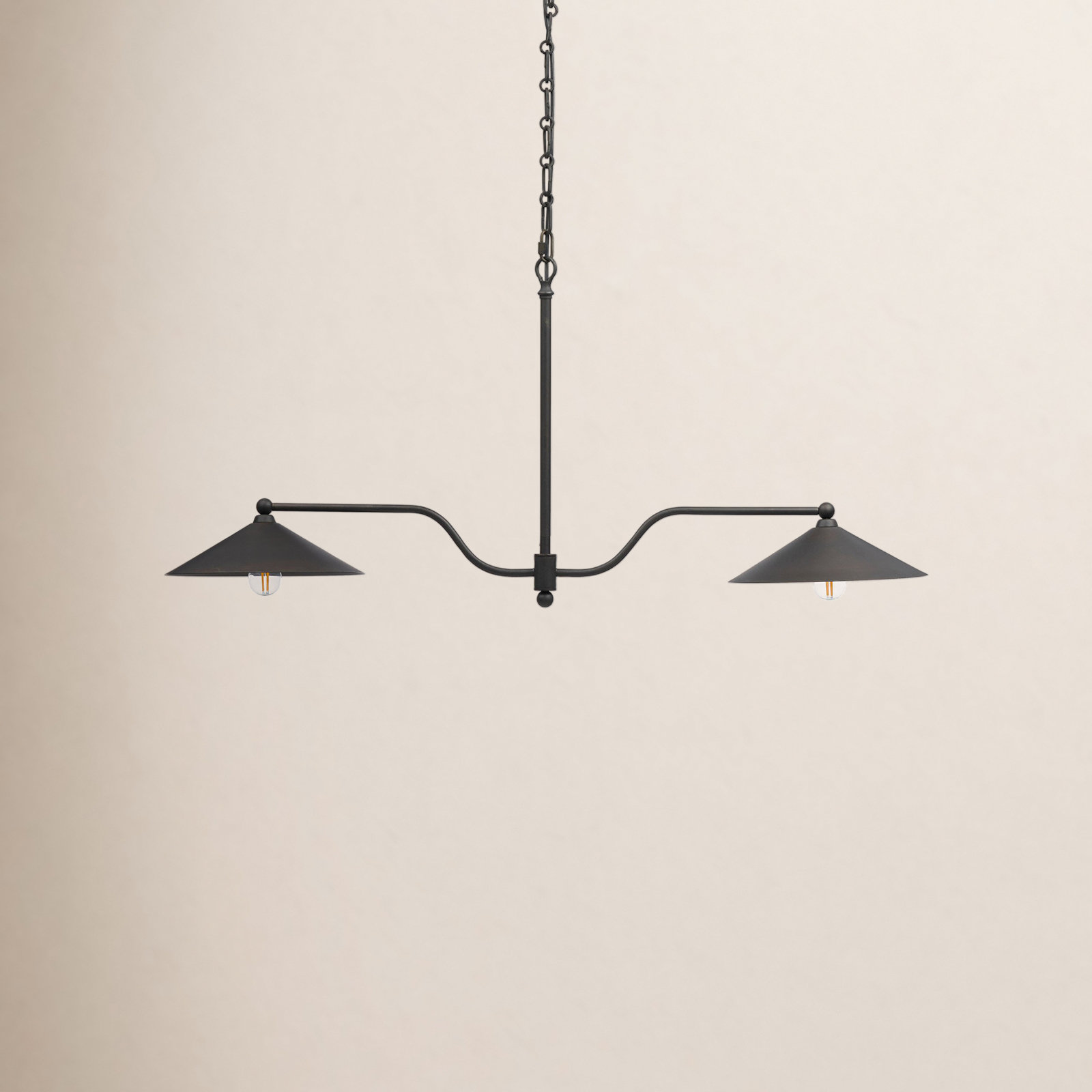 Brecken Iron 2-Light Chandelier, Dark Bronze Iron