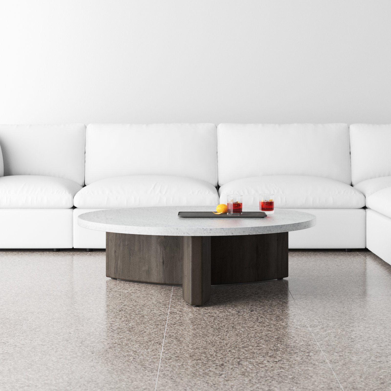 Huntington Single Coffee Table, Italian White/Smoked Black