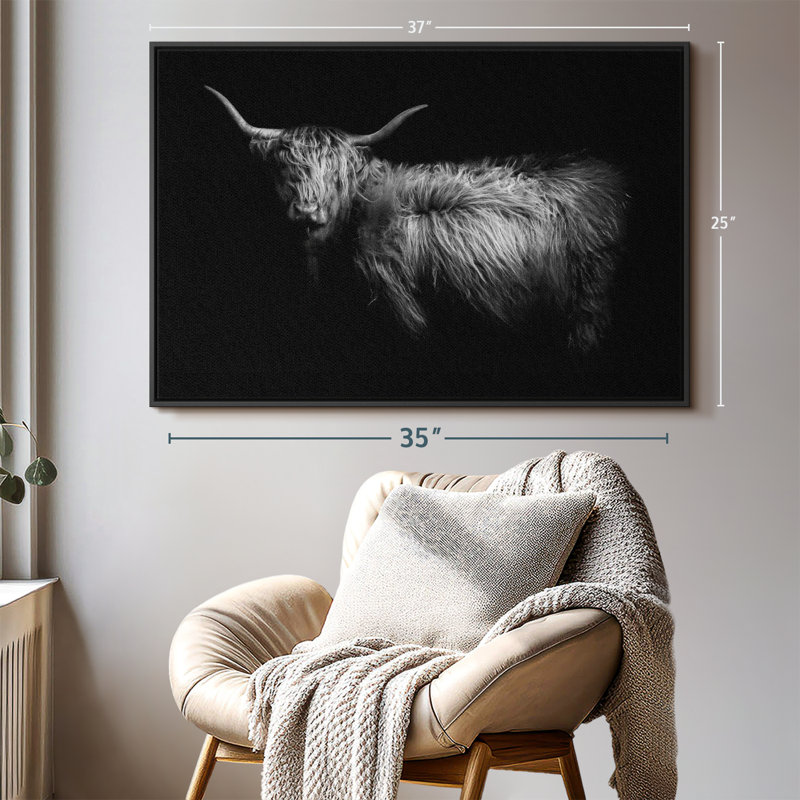«Hello Highland Cow», reproduction sur toile, H 37 po x l 25 po