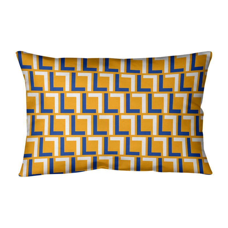 Housse de coussin rectangulaire LA Football Luxury, Bleu / Blanc / Doré, Simili daim