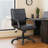 Rolling Executive Armchair, Black Faux Leather, Lumbar Support, Swivel