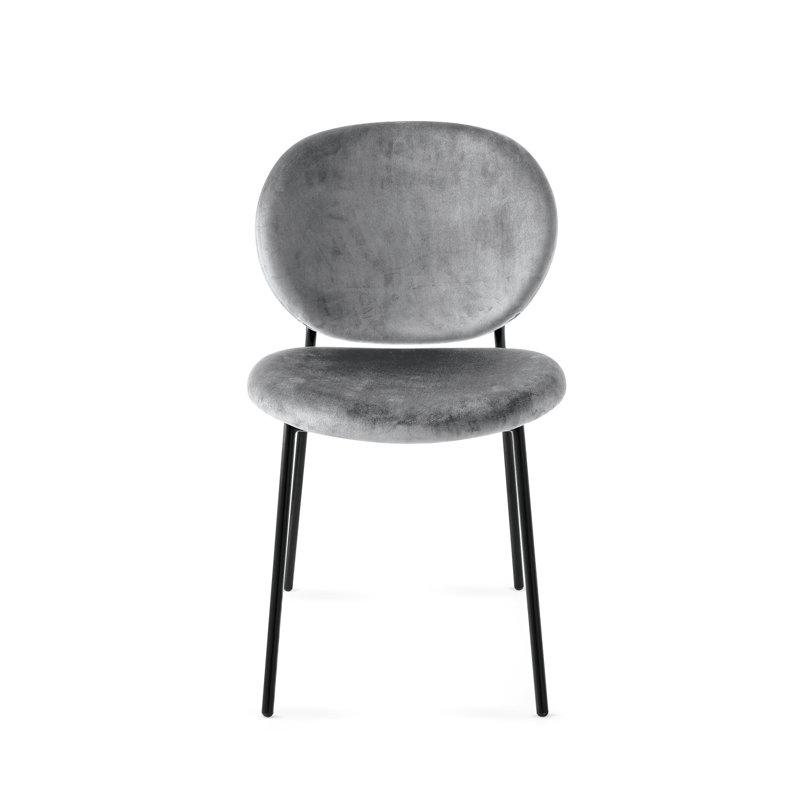 Inès Upholstered Chair with Metal Frame, Ash Gray, Matte Black