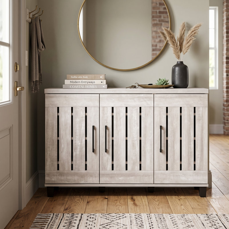 Banos 16 Pair Shoe Storage Cabinet, Dusty Gray Oak