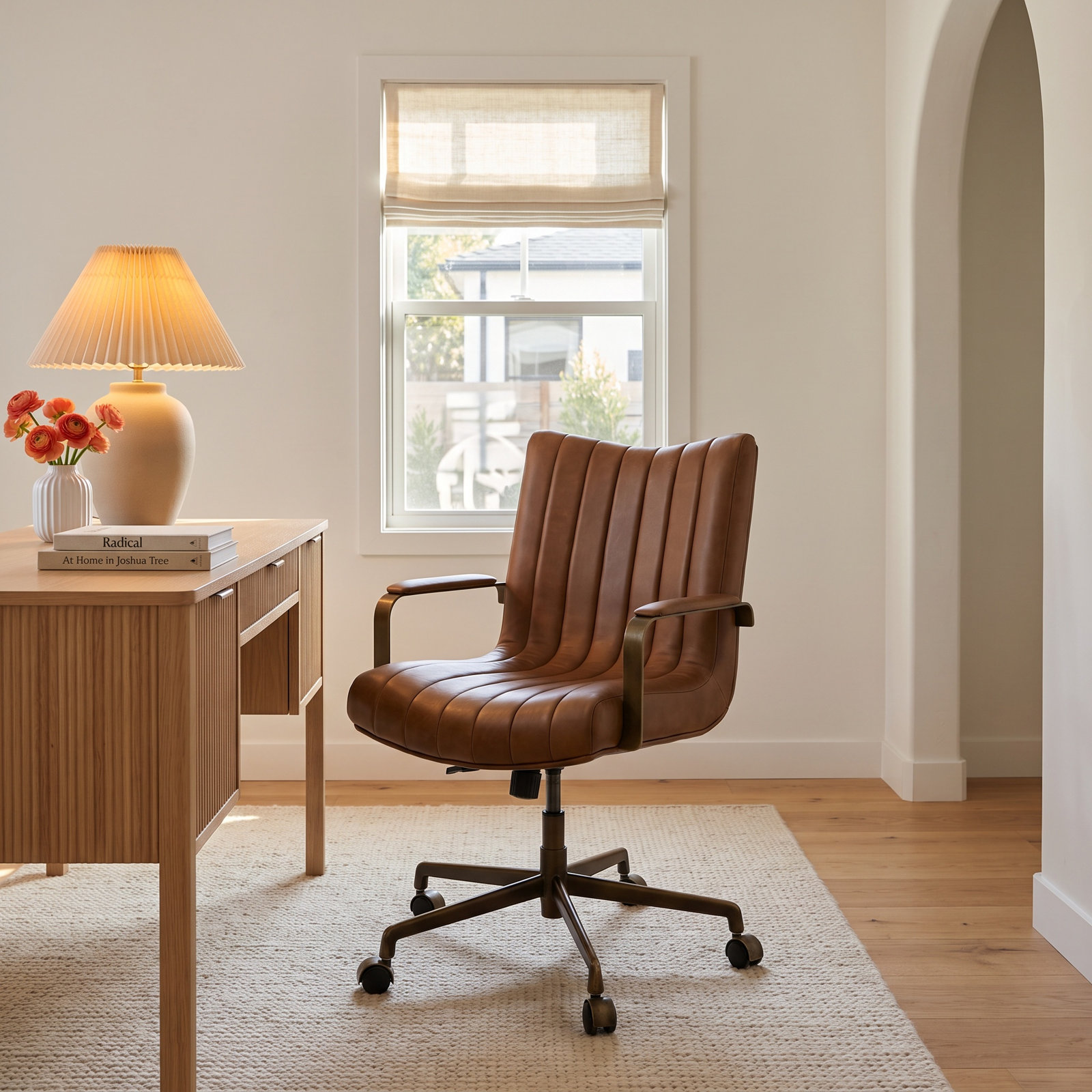 Kristen Genuine Leather Adjustable Office Chair