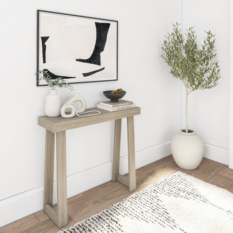 Bahez Solid Wood Console Table, 36" W, Seashell