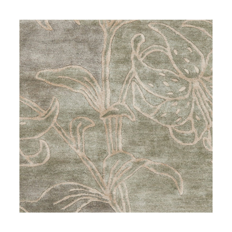 Tapis floral en laine et viscose touffeté à la main Steve, Rectangle 5 pi x 8 pi
