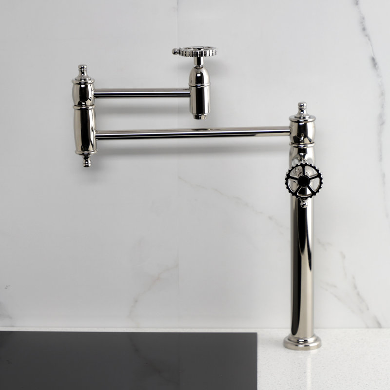 Robinet remplisseur à fixation sur plateau Kingston Brass KS3703CG, laiton antique, Nickel poli