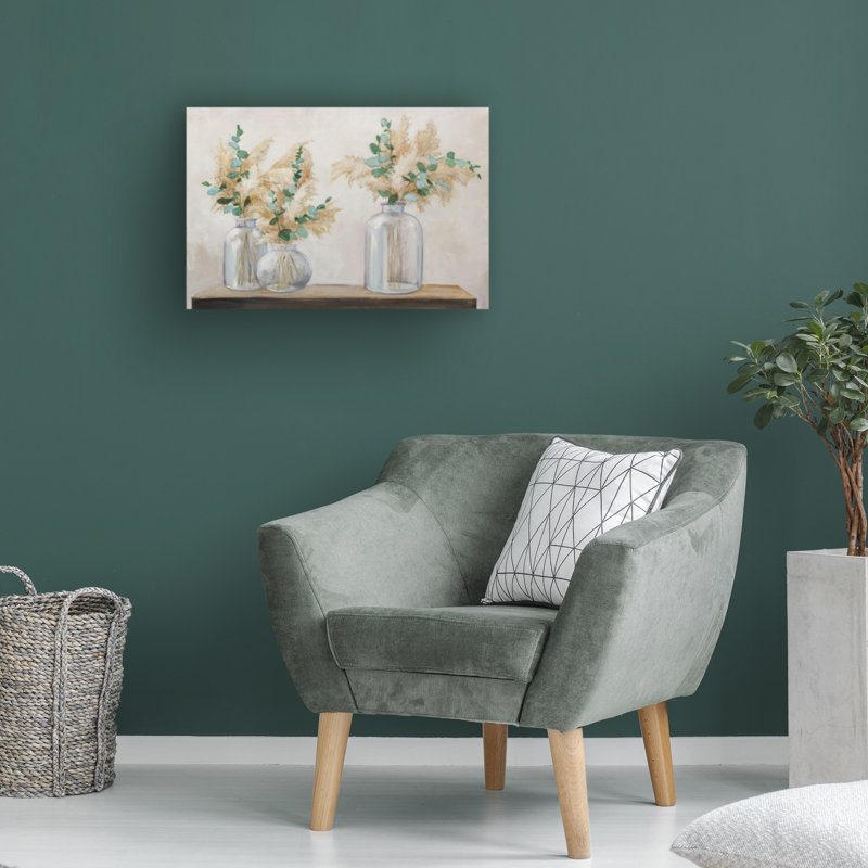 Œuvre sur toile, Julia Pinton et eucalyptus, H 22 po x l 32 po