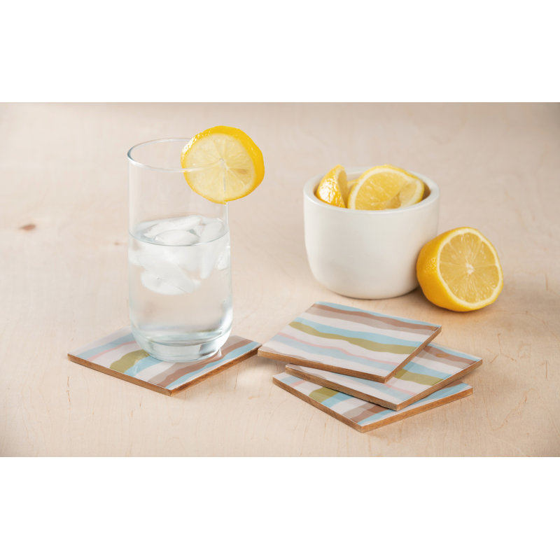 VIP Wood 4 in. Multicolor Wavy Coaster Set of 4