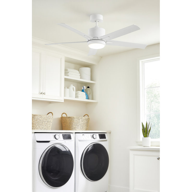 Ventilateur de plafond à DEL Hinkley Vail, Blanc, Blanc mat