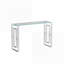 Table basse minimaliste moderne en acier inoxydable et en verre transparent pour le salon, facile à nettoyer et durable-121836570
