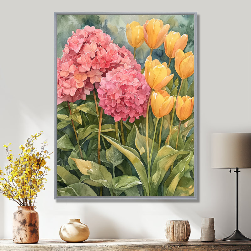 «Hydrangeas In The Spring Garden II - Hydrangea», reproduction sur toile, H 44 po x l 34 po, Argent argent