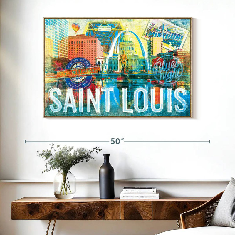 Repères de Saint Louis, 40 po x 27 po, Cadre flottant en bois naturel