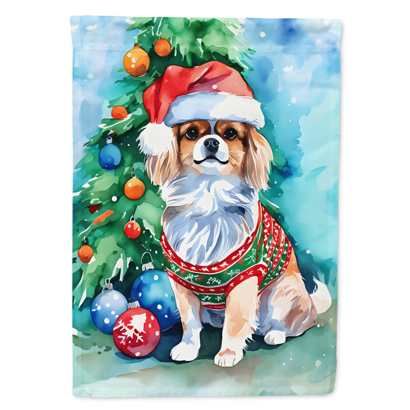 Drapeau de Noël de l'épagneul tibétain, H 40 po x l 28 po