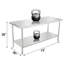 Table de travail Kichen, table de préparation des aliments en acier inoxydable robuste de 72 po x 30 po avec sous-tablette, postes de travail commerciaux avec support à déchets amovible pour l'extérieur, le garage, l'hôtel et la maison