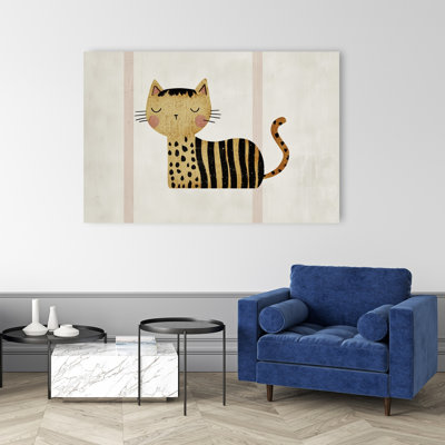 Sweet Spotted Kitty Modern Peaceful Cat Wall Art Print 1 Piece Wrapped Canvas Wall Art