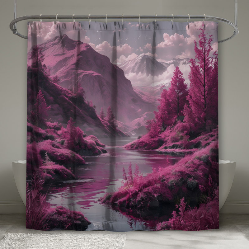 Rideaux de douche Pink Mountain Landscape, L 70 po x H 93 po