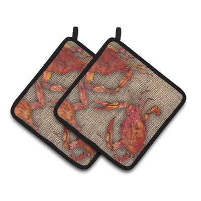 Caroline's Treasures Cooked Crab Polyester Potholder Set