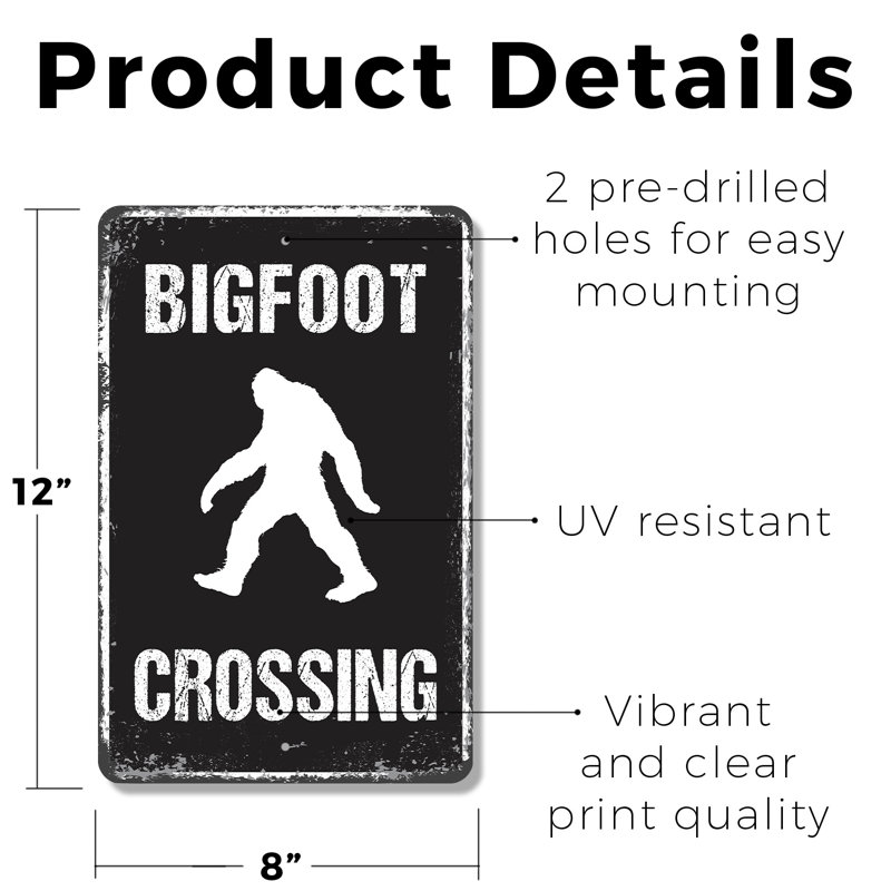 Panneau en plastique Bigfoot Crossing 8 po x 12 po