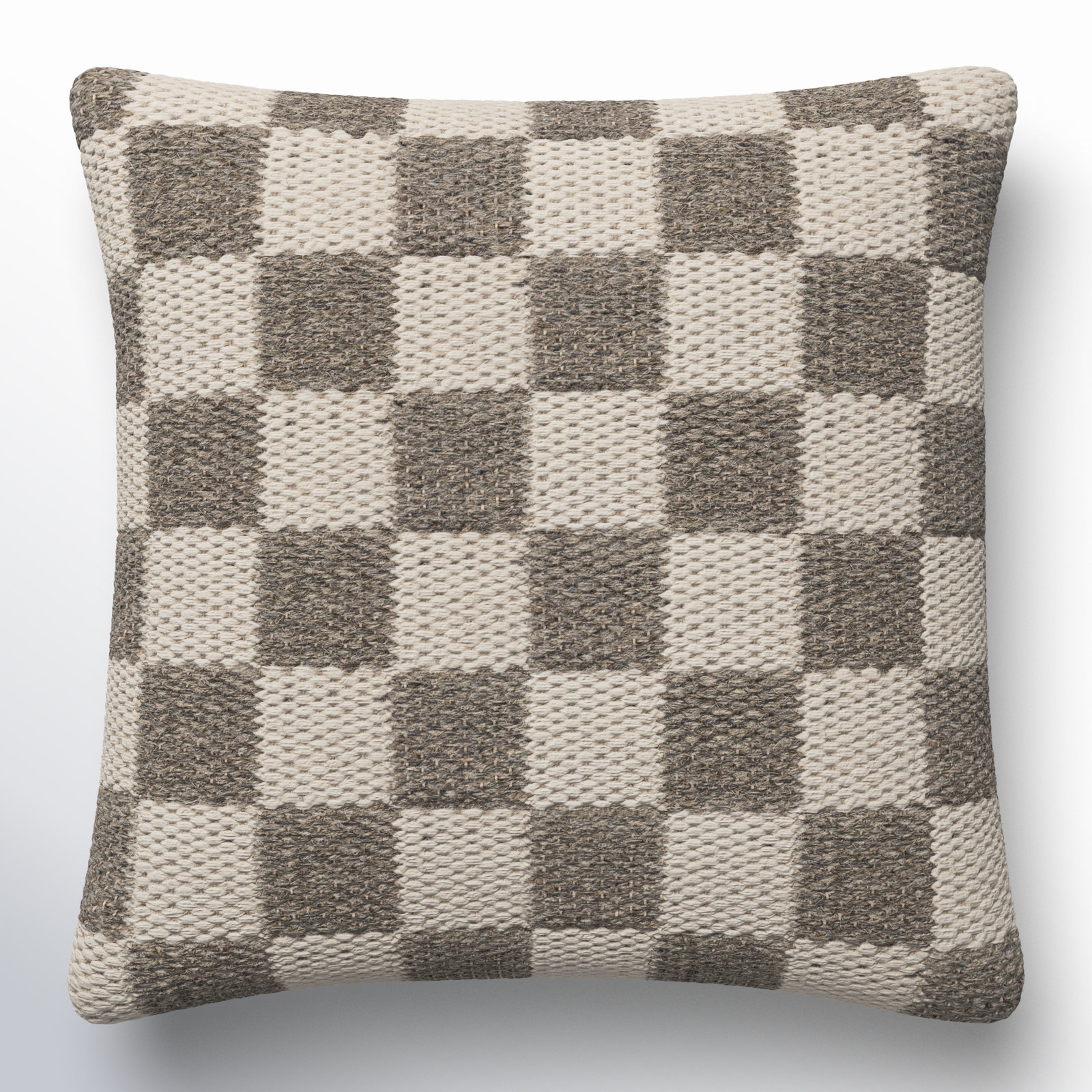 Kimbell Checkered Wool Throw Pillow, 18" x 18", Pillow Cover Only - No Insert