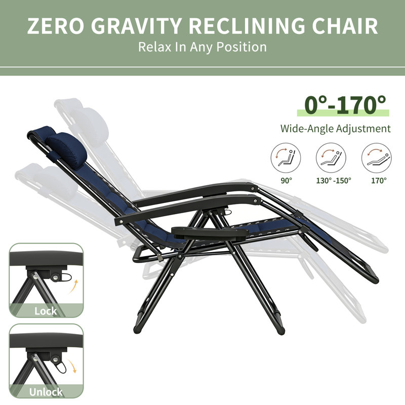 Folding Recliner Chair, Blue