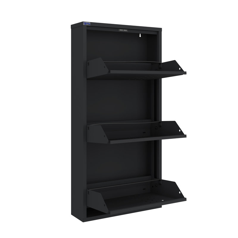 Armoire à chaussures en métal à 3 portes AYK avec ventilation avant, Gris foncé