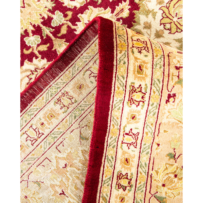 Handmade Red and Tan Wool Rectangular Area Rug