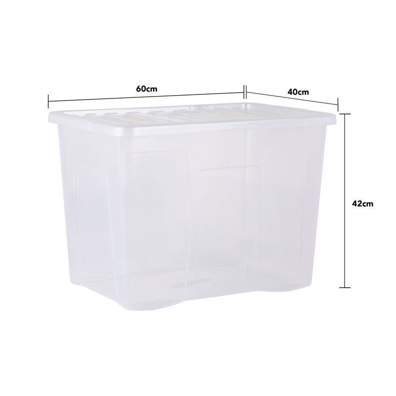 Wham Crystal 80L Plastic Storage Box Pack of 8 Clear