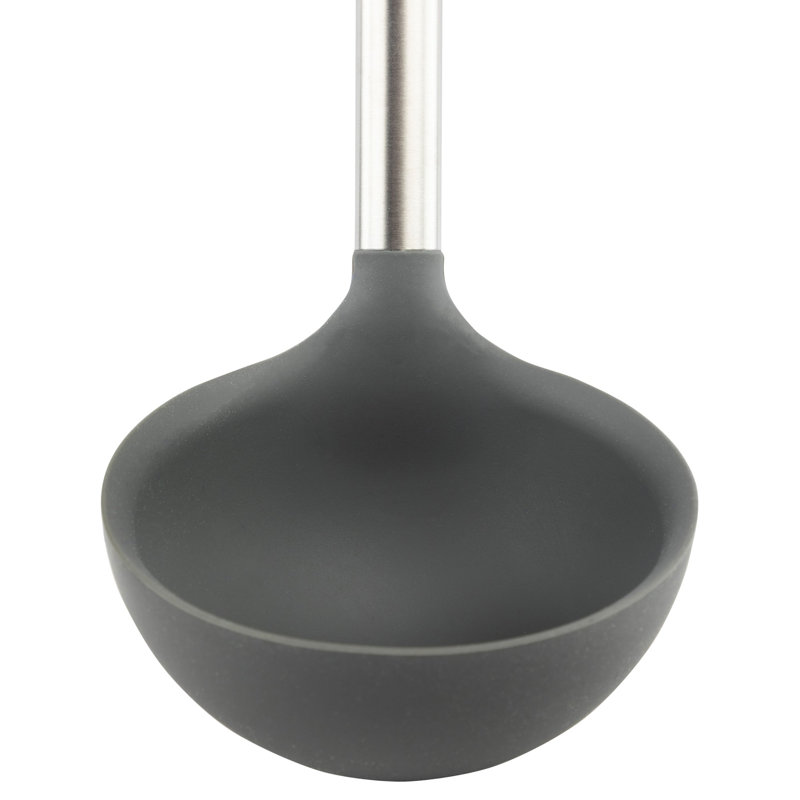 Tovolo Silicone Ladle with Stainless Steel Handle for Soups Stews and Sauces, Charcoal