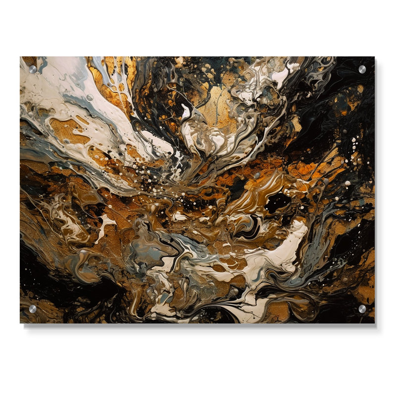 Peinture avec tourbillons de marbre I - art mural acrylique abstrait en marbre, H 12 po x l 20 po