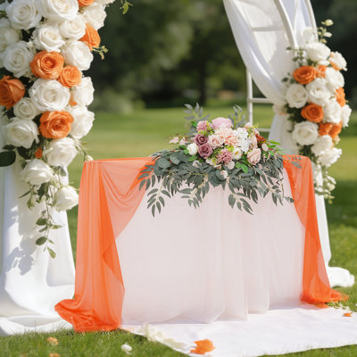 Artificial Flower With Tablecloth And Table Runner