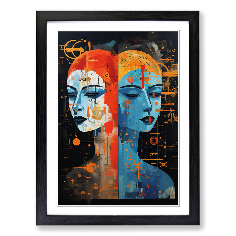 Gemini Zodiac Modern - Framed Print, 34cm H x 25cm W, Black Framed
