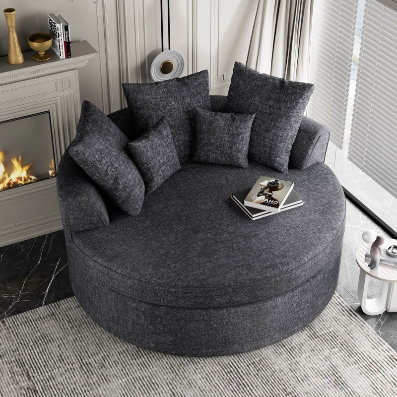 CanapÃ© rond moderne avec coussins moelleux, Grey