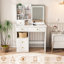 Meuble-lavabo à 5 tiroirs avec miroir mobile et caché, écran tactile 3 couleurs, idéal pour les petits espaces de chambre à coucher, éclairage de bureau blanc réglable, grandes brosses à maquillage de rangement