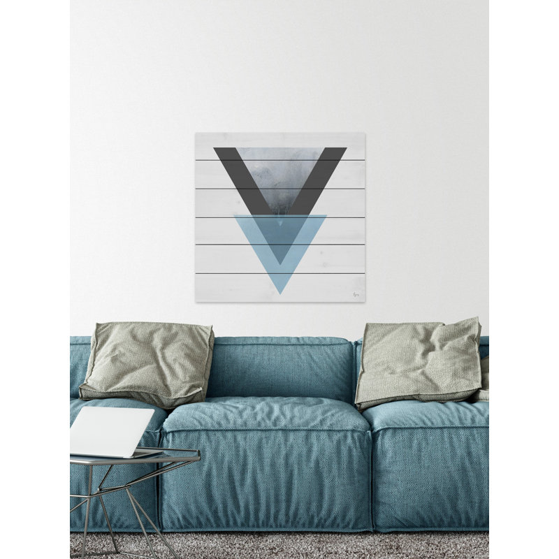 'Triangle Hues' Graphic Art Print on Wood, 12" H x 12" W x 1.5" D