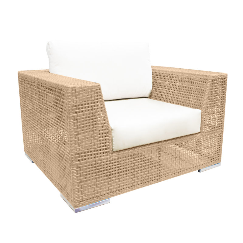 Wicker Outdoor Lounge Chair, Canvas Natural Sunbrella® Canvas
