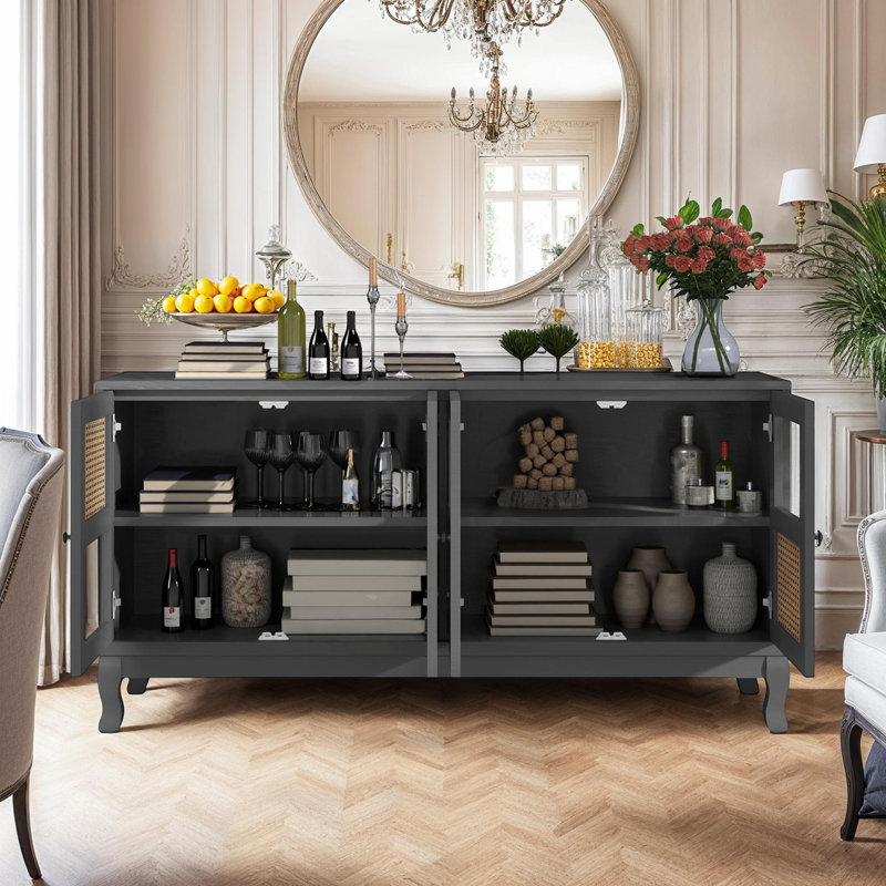 Buffet 59 "avec portes vitrées et cannes 59", Gris