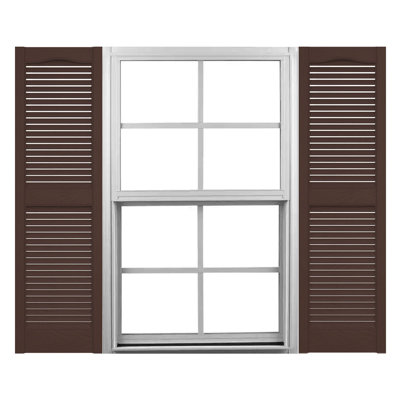 Mid-America Vinyl, Standard Size Cathedral Top Center Mullion, Open Louver Shutter, w/Installation Shutter-Lok's & Matching Screws (Per Pair)