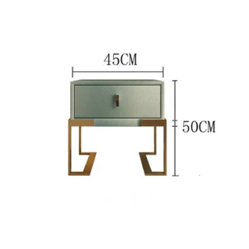 Chrysanthi Luxury Bedside Table Solid Wood Cabinet Mini Leather, Light Grey